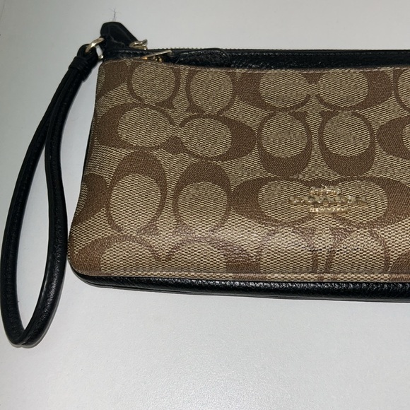Coach Brown And Black Double Zip Wallet Wristlet - Picture 2 of 4